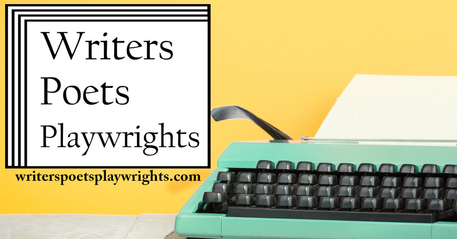 Title image shows the Writers, Poets, Playwrights logo in front of a bright yellow background and a green typewriter.